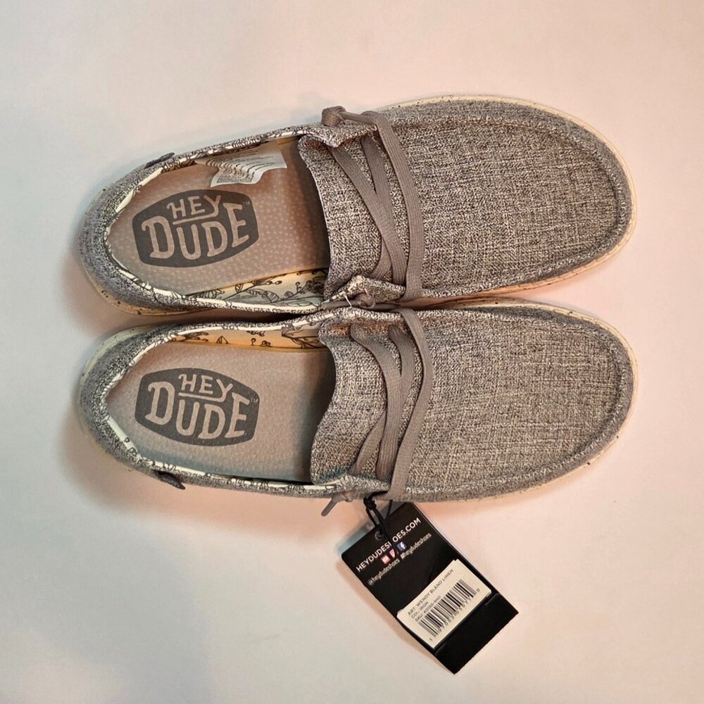 Hey Dude Wendy Blend Linen Casual Shoes, Iron/Light Grey Blend, Size 8